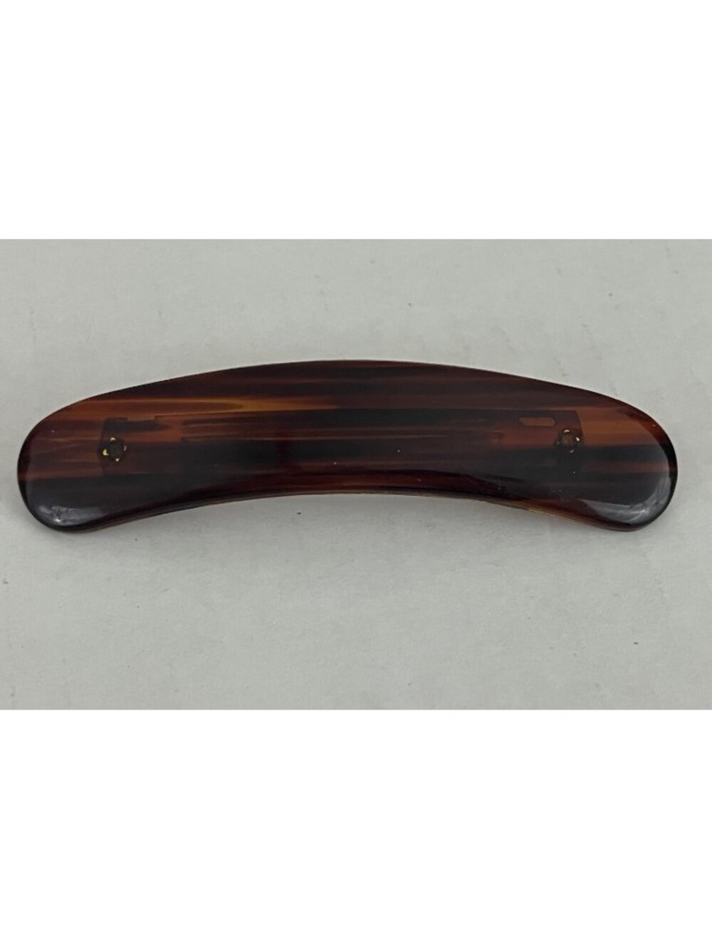 Vintage Tortoiseshell Hair Barrette Plastic Metal Curved 4.5" France